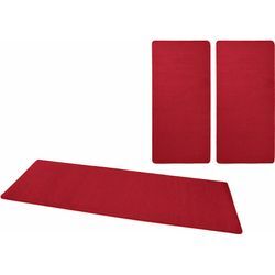 Bettumrandung HANSE HOME "Fancy" Gr. 14, rot, H:7mm, Obermaterial: 100% Polypropylen, Bettumrandung, Unifarben, Bettvorleger, 3-teiliges Läufer-Set fürs Schlafzimmer