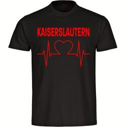 multifanshop Herren T-Shirt - Kaiserslautern - Herzschlag - Druck rot - Männer