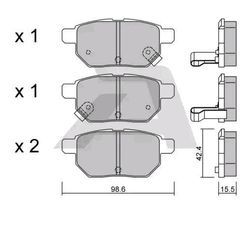 AISIN Bremsbelagsatz TOYOTA,SUBARU BPTO-2006 0446612150,0446647061,0446652141 0446652151,0446602190,0446652120,0446652170,0446612130,0446652140