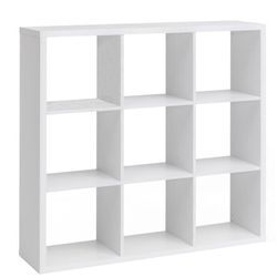 Finebuy - Würfelregal FB52460 Weiß 112x29x112 cm Bücherregal mit 9 Fächern Modern, Standregal Holz Regal Freistehend, Ordnerregal Raumteiler