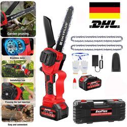 8 Zoll Elektro-Kettensäge 21V Cordless Holzschneider mit 4000mAh Akku & 2 Ketten