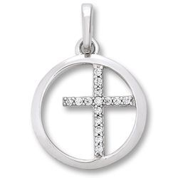 Kette mit Anhänger ONE ELEMENT "Zirkonia Kreuz Anhänger aus 925 Silber", silber, Halsketten, Damen, Silber 925 (Sterlingsilber), Damen Schmuckset - Set mit verstellbarer Halskette