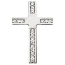 Kreuz-Anhänger JOBO "Anhänger Kreuz", silber (silber 925, weiß), Schmuckanhänger, Damen, Silber 925 (Sterlingsilber), 925 Silber mit 18 Zirkonia