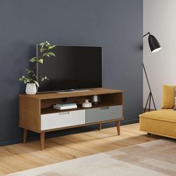 Maison Chic - TV-Schrank, TV-Lowboard, tv Möbel, Fernsehschrank Moderner Stil molde Braun 106x40x49 cm Massivholz Kiefer NMKS75590 MaisonChic