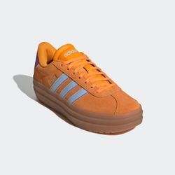 Sneaker ADIDAS SPORTSWEAR "VL COURT BOLD", Gr. 38,5, orange (crew orange, glow blau, lila burst), Leder, Synthetik, sportlich, Schuhe, Design auf den Spuren des adidas Gazelle Bold