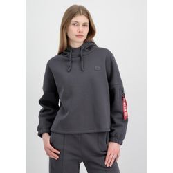 Hoodie ALPHA INDUSTRIES "Alpha Industries Women - Hoodies X-Fit Label OS Hoodie Wmn", Damen, Gr. M, grau (vintage grau), Shell: 80% Cotton, 20% Polyester, oversize, Sweatshirts