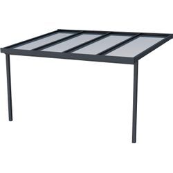 Terrassendach GUTTA "Premium", grau (anthrazit), B:410,2cm T:306cm, Aluminium, Polycarbonat (PC), Terrassenüberdachungen, BxT: 410x306 cm, Dach Polycarbonat gestreift weiß