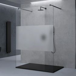 Sogood - doporro® Duschwand Duschtrennwand 120x200 Walk-In Dusche schwarz mit Doppel-Stabilisator aus Echtglas 10mm ESG-Sicherheitsglas