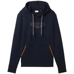 TOM TAILOR Herren Hoodie mit Logoprint, blau, Logo Print, Gr. XXL