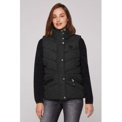 Steppweste SOCCX Gr. L, schwarz, Damen, Material Oberstoff: 90% Polyester, 10% Polyamid, Futter Rumpf: 100% Polyester, Füllung: 100% Polyester, bedruckt, Westen, mit Plüschfutter