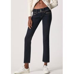 Straight-Jeans PEPE JEANS "VENUS" Gr. 25, Länge 34, blau (rinse plus), Damen, Obermaterial: 84% Baumwolle, 14% Polyester, 2% Elasthan, Jeans, mit Badge