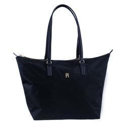 Shopper TOMMY HILFIGER "POPPY NEW TOTE" Gr. B/H/T: 47cm x 32cm x 14cm, blau (space blau) Damen Taschen