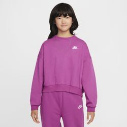 Nike Sportswear Club Fleece-Sweatshirt mit Rundhalsausschnitt und kastiger Passform (Mädchen) - Lila