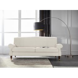 3-Sitzer "Rennes", beige (creme uni), B:200cm H:90cm T:93cm, Samtoptik ( 100% Polyester), Baumwollmix (50% Baumwolle, 50% Polyester), GUIDO MARIA KRETSCHMER HOME & LIVING, Sofas, in Samtoptik oder Baumwoll-Mix