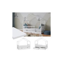 Vitalispa Kinderbett Bettenhaus Einzelbett Franka Weiß 160 x 80 cm Matratze modern Kinderzimmer Bett Bettschublade Lattenrost Rausfallschutz