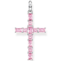 Ketten-Anhänger THOMAS SABO "Kreuz pinke oder bunte Steine, PE939-051-9, PE939-073-7", bunt (silberfarben, pink, pink), Schmuckanhänger, Damen, Silber 925 (Sterlingsilber), 4,73 g, mit Spinell (synth.), Zirkonia (synth.), Korund (synth.)