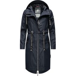 Funktionsparka NAVAHOO "Josinaa", Damen, Gr. XS (34), blau (navy), Obermaterial: 100% Polyester, Futter: 100% Polyester, Wattierung: 100% Polyester, Ärmelfutter: 100% Polyester, casual, figurumspielend ca. Mitte Knie, Jacken, stylische Übergangs Outdoorjacke mit Kapuze