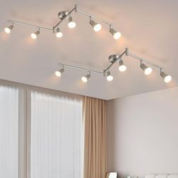 Led Deckenstrahler 6 Flammig Wohnzimmer - Deckenleuchte Modern Deckenlampe GU10 Deckenspot Schwenkbar 330°Drehbar Spot Strahler Lampe Edelstahl Decke