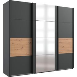 Schwebetürenschrank WIMEX "Barmbek Schlafzimmerschrank BESTSELLER Garderobenschrank", braun (graphit, artisan eiche nachbildung, spiegel), B:225cm H:208cm T:64cm, Spanplatte, Schränke, Kleiderschrank mit 2 Stoffboxen und 2 zusätzlichen Böden, Spiegeltür