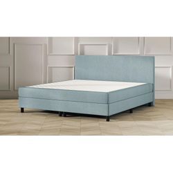 Emma One Boxspringbett - blau - 200x200 cm - schwarze Füße