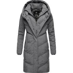 Steppmantel RAGWEAR "Natalka" Gr. 4XL (48), grau Damen Mäntel stylischer, gesteppter Winterparka mit gefütterter Kapuze