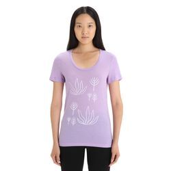 Icebreaker Merino Tech Lite II T-Shirt mit U-Ausschnitt Fresh Growth - Frau - Purple Gaze - Größe XS