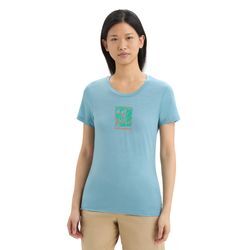 Icebreaker Merino Tech Lite II T-Shirt Wildflower Bloom - Frau - Astral Blue - Größe S