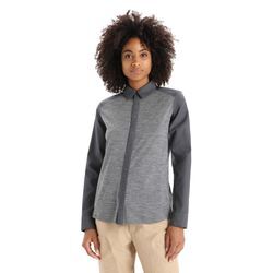 Icebreaker Merino Hike Langarmshirt - Frau - Gritstone Heather/monsoon - Größe S