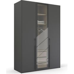 Drehtürenschrank RAUCH "Kleiderschrank Schrank Garderobe SKAT SHINE mit hochwertigem", grau (graphit), B:151cm H:223cm T:63cm, Holzwerkstoff, Schränke, transparentem Grauglas inkl. umfangreichem Zubehör MADE IN GERMANY