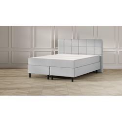 Emma Classic Boxspringbett - hellgrau - 180x200 cm - Kopfteil Gesteppt - Schwarze Füße