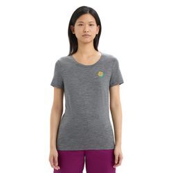 Icebreaker Merino Tech Lite II T-Shirt Springtime Flowers - Frau - Gritstone Heather - Größe XS