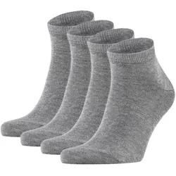 FALKE Herren Socken, 4er Pack - Happy, Sneakersocken, Baumwolle Grau 39-42