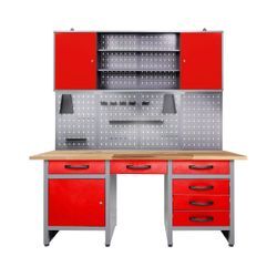 Werkstatt Set Harry 160 cm 1 Schrank LED rot