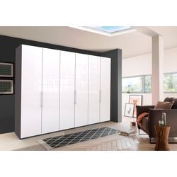 Falttürenschrank WIEMANN "Loft", weiß (havanna, weiß), B:300cm H:216cm T:58cm, Schränke, Glasfront