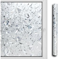 TolleTour Sichtschutzfolie 3D Bad 60x200cm Sichtschutz Spiegelfolie Blumen Fensterfolie Selbstklebend