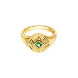 Emerald Signet Ring 14K Gold Plated