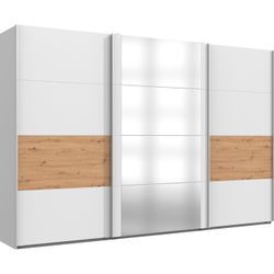 Schwebetürenschrank WIMEX "Barmbek Schlafzimmerschrank BESTSELLER Garderobenschrank", weiß (weiß, artisan eiche nachbildung, spiegel), B:360cm H:236cm T:64cm, Spanplatte, Schränke, Kleiderschrank mit 2 Stoffboxen und 2 zusätzlichen Böden, Spiegeltür