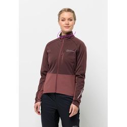 Fahrradjacke JACK WOLFSKIN "MOROBBIA JKT W", Damen, Gr. L (42/44), braun (schwarz, maroon), 1. OBERSTOFF 100% POLYESTER 2. OBERSTOFF 91% POLYAMID, 9% ELASTHAN FUTTER 100% POLYESTER, Jacken