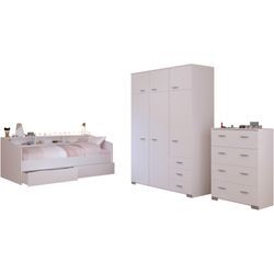 Jugendzimmer-Set PARISOT "Sleep 41", weiß, B:113cm H:82cm T:203cm, Spanplatte, Schlafzimmermöbel-Sets, Rückwände der Fächer am Bett drehbar