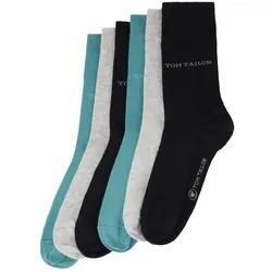 TOM TAILOR Damen Basic Socken im Sechserpack, grau, Uni, Gr. 35-38