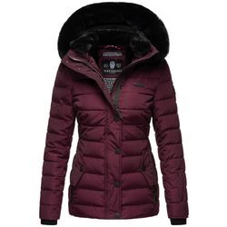 Steppjacke NAVAHOO "Milianaa" Gr. M (38), lila (aubergine) Damen Jacken Edle Winterjacke mit weicher Kunstfell-Kapuze