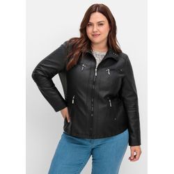 Bikerjacke in Lederoptik, schwarz, Gr.48