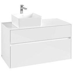 Villeroy und Boch Collaro Waschtischunterschrank C03900DH 100 x 54,8 x 50 cm, Waschtisch links, Glossy White