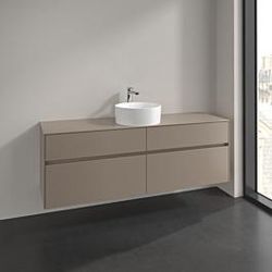 Villeroy und Boch Collaro Waschtischunterschrank C049B0VM 160x54,8x50cm, Waschtisch mittig, LED-Beleuchtung 12W, taupe