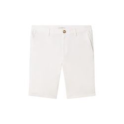 TOM TAILOR Herren Regular Shorts mit Leinen, weiß, Uni, Gr. 38