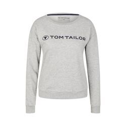 TOM TAILOR Damen Sweatshirt mit Logo-Print, grau, Gr. 42