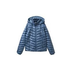 TOM TAILOR Damen Leichte Steppjacke mit Kapuze, blau, Uni, Gr. XXL