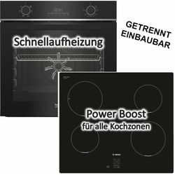 Beko - Herdset Backofen 72 Liter mit Bosch Induktionskochfeld Booster - autark, 60 cm