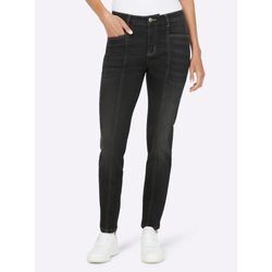 Bequeme Jeans HEINE Gr. 42, Normalgrößen, schwarz (schwarz denim), Damen, 81% Baumwolle, 17% Polyester, 2% Elasthan, unifarben,