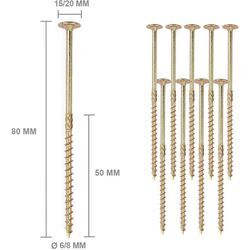 10x Holzbau-Schraube Tellerkopf 8 x 80 mm